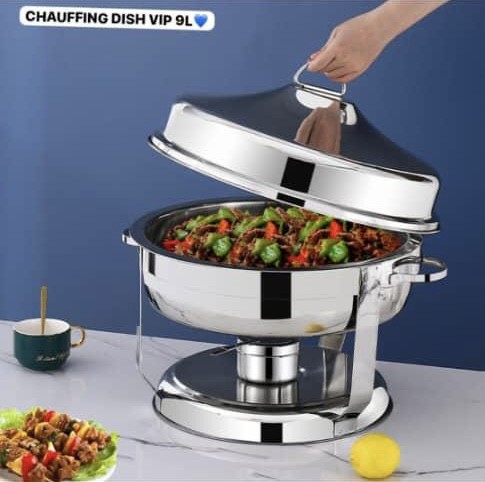 Ensemble de marmites Rondes pour Serveur de Buffet électrique, Chauffe-Plats en Acier Inoxydable, Grande capacité de 9L, Chauffe-Plats pour fête/Banquet de Mariage, avec Couvercle