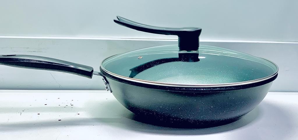 Poêle À Frire En Pierre 32 Cm Multifonctions Anti-noir Cuisinière À Gaz, Noir