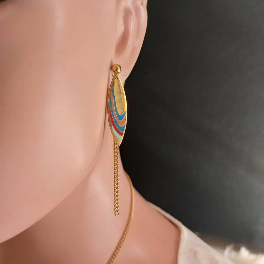 Ensemble De Chaine De Boucles D'oreilles En Plaqué Or Acier Inoxydable Qui Ne Se Décolore Pas