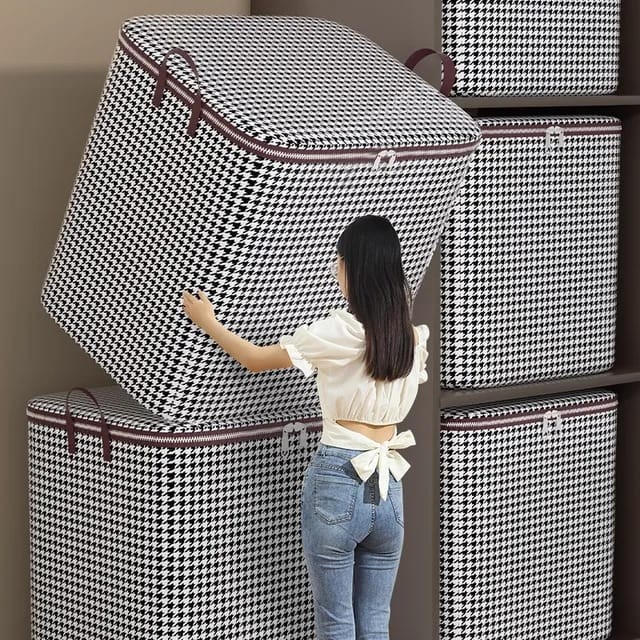 Panier à linge, Sacs de rangement pour vêtements, sac de rangement à fermeture éclair non tissé, panier de rangement pour couette mobile, sac de rangement pour vêtements de grande capacité de voyage