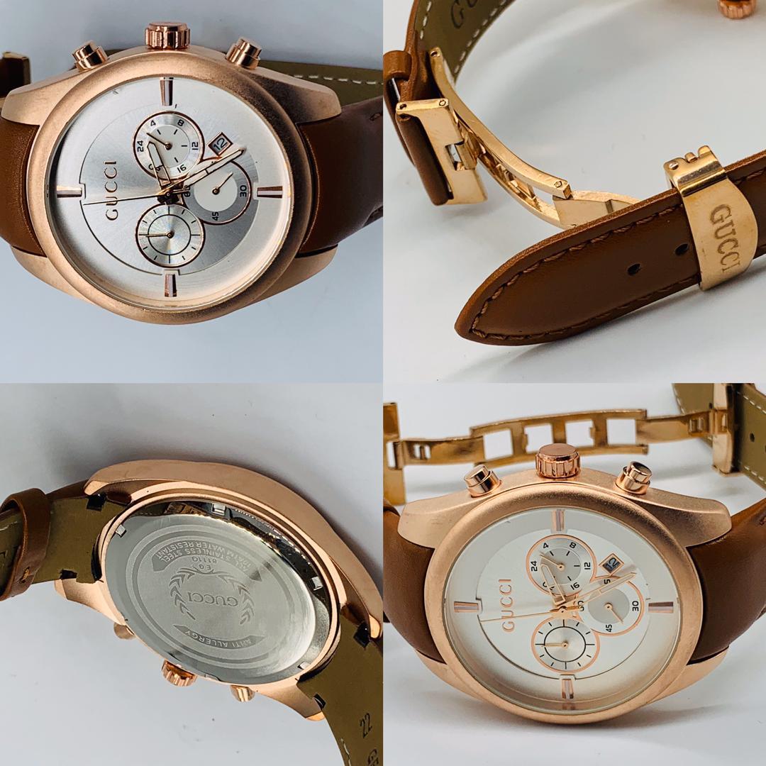 Montre Gold de marque Gucci - en cuir